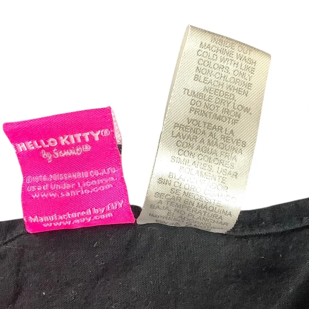 Hello Kitty Girls Dress Black Pink Hi‎ Lo Sparkle Sz L 10 12 Short Sleeve